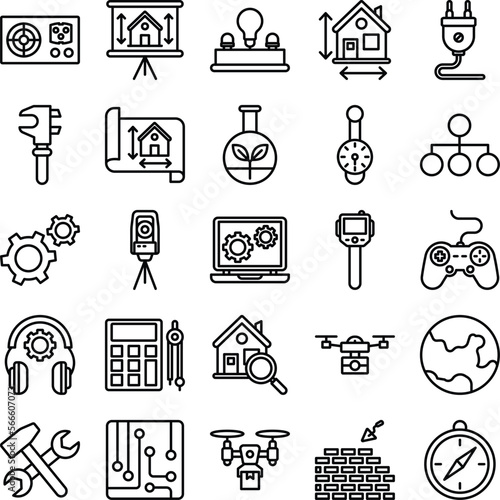 Engineering vector icons, architecture icons pack, construction vector icons, engineering icons pack, repairing icons set, icons collection of engineering, engineering outline icons set 