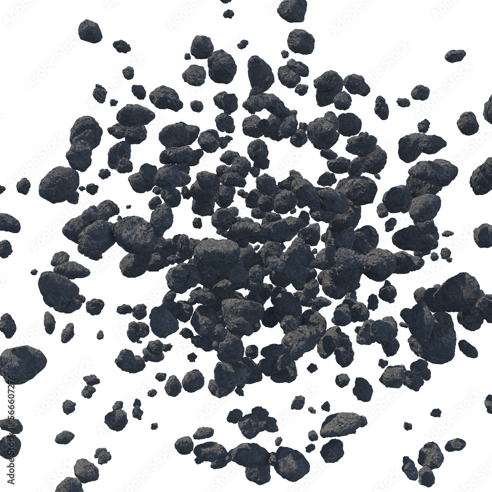 Asteroid belt isolated transparent background 3d rendering Stock ...