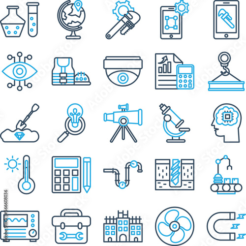 Engineering vector icons, architecture icons pack, construction vector icons, engineering icons pack, repairing icons set, icons collection of engineering, engineering line dual icons set 
