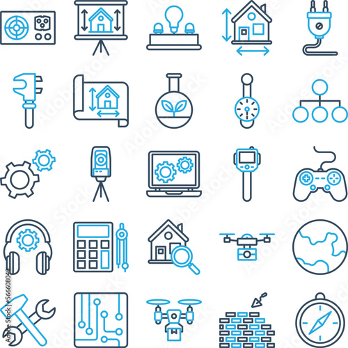 Engineering vector icons, architecture icons pack, construction vector icons, engineering icons pack, repairing icons set, icons collection of engineering, engineering line dual icons set 
