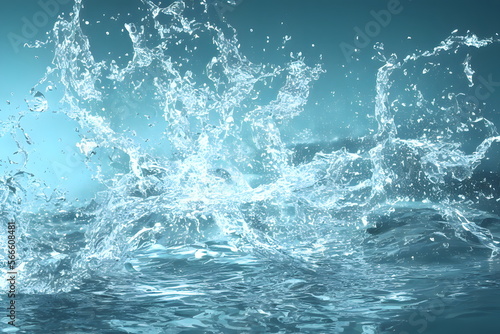 3d rendering illustration of water splash, water motion, Generative AI