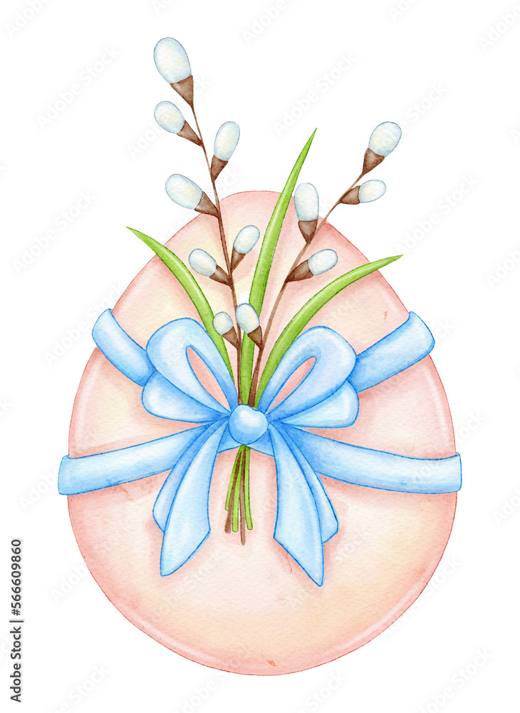 Easter egg with bouquet and bow
