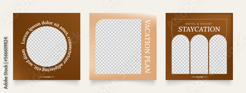 social media template banner travel and vacation service promotion. fully editable instagram and facebook square post frame puzzle organic sale poster