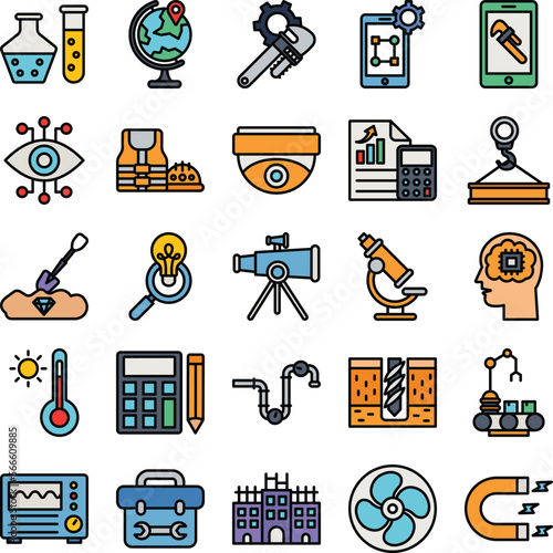 Engineering vector icons, architecture icons pack, construction vector icons, engineering icons pack, repairing icons set, icons collection of engineering, engineering fill color icons set 