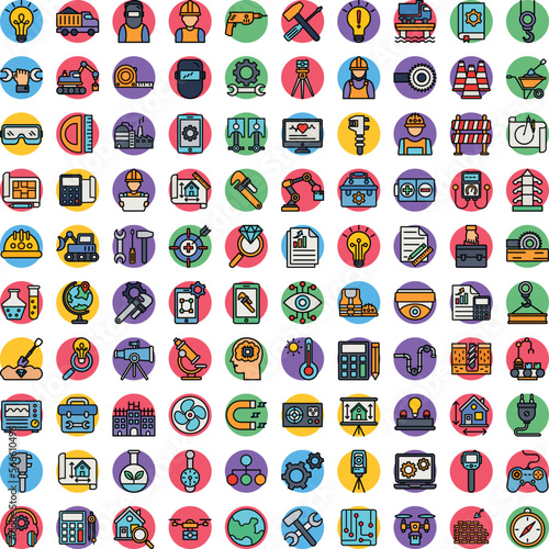 Engineering vector icons, architecture icons pack, construction vector icons, engineering icons pack, repairing icons set, icons collection of engineering, engineering fill color icons set 