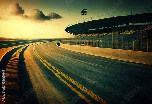 Race track. Yellow tone