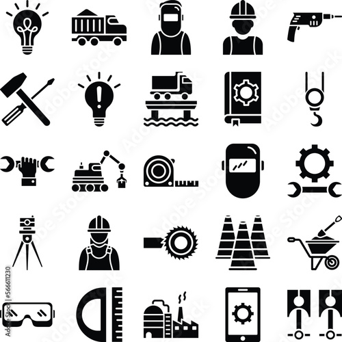 Engineering vector icons, architecture icons pack, construction vector icons, engineering icons pack, repairing icons set, icons collection of engineering, engineering glyph icons set 