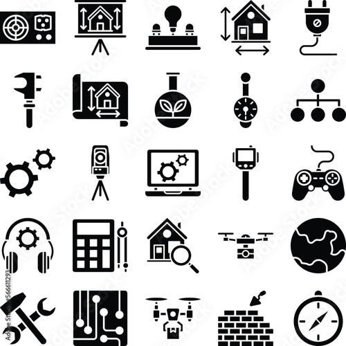 Engineering vector icons, architecture icons pack, construction vector icons, engineering icons pack, repairing icons set, icons collection of engineering, engineering glyph icons set 