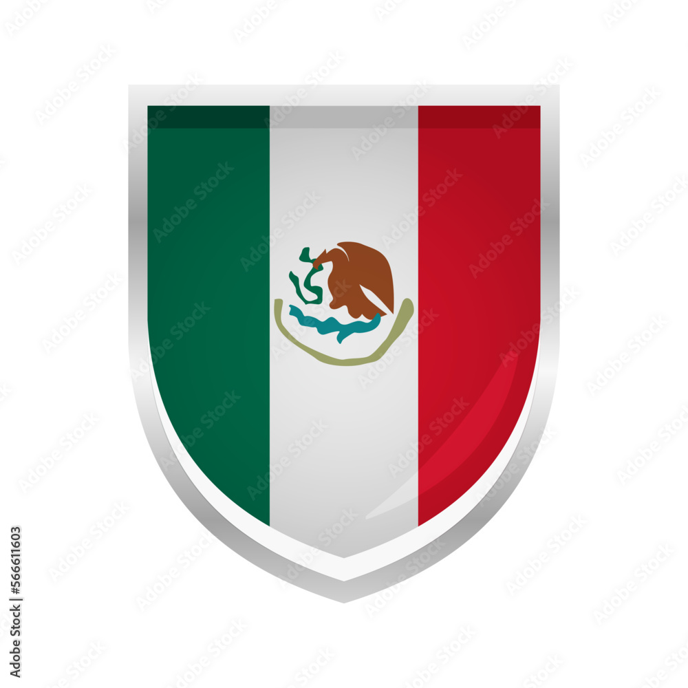 Fototapeta premium Mexico Flag Badge Shield Shape