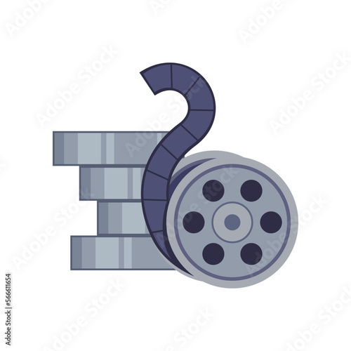 Vintage film reel vector illustration. Equipment for filmmaking, element of action film set isolated on white background. Cinematography, filmmaking, professions concept