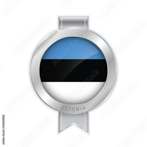 Free Download Flag of Estonia Silver Medal Vector. Realistic 3d silver trophy award medals for winner. Honor prize. Realistic illustration. - GFXLoad