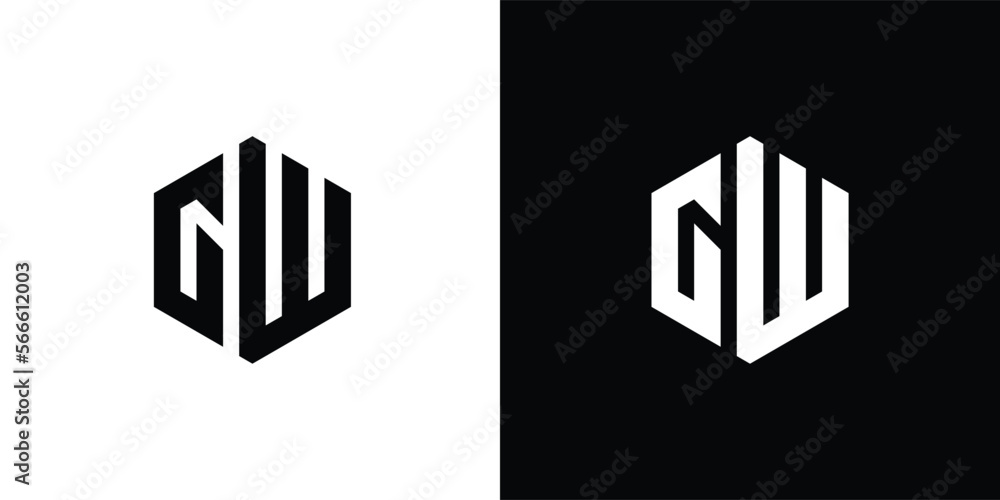 Letter G W polygon, Hexagonal minimal and professional logo design on ...