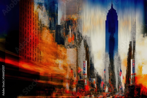 Abstract New york city nyc old retro style Illustration generative ai