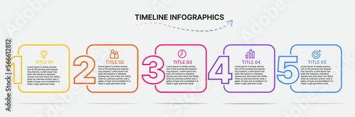 Business Infographic thin line design with icons and 5 options or steps. Can be used for presentations banner, workflow layout, process diagram, flow chart, info graph