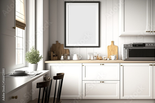 mockup frame in modern kitchen interior with kitchen