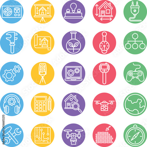 Engineering vector icons, architecture icons pack, construction vector icons, engineering icons pack, repairing icons set, icons collection of engineering, engineering line background icons set 