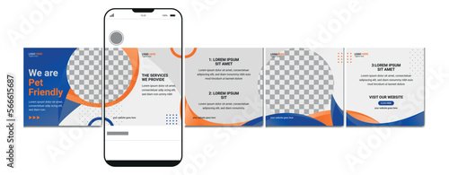 Instagram Carousel Template, Editable instagram carousel post for pet. microblog carousel social media post for pet friendly business