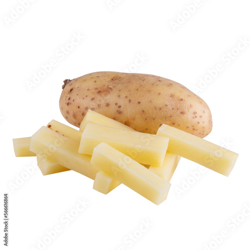 Raw potatoes isolated on alpha background.