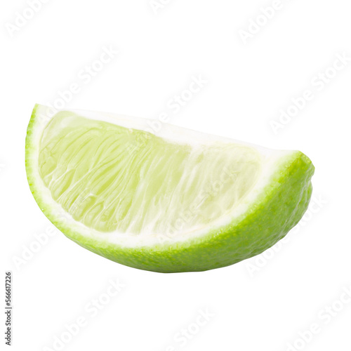 Whole and sliced limes, Sour green fruit isolated on alpha background.