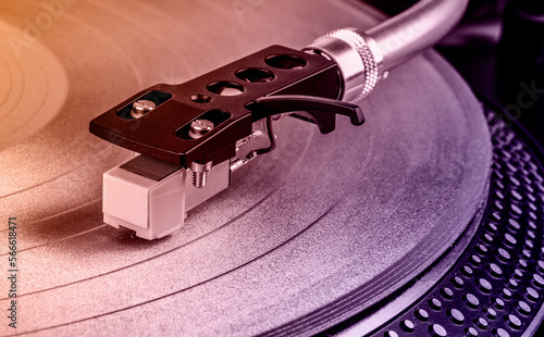 Playing a vinyl record on a turntable