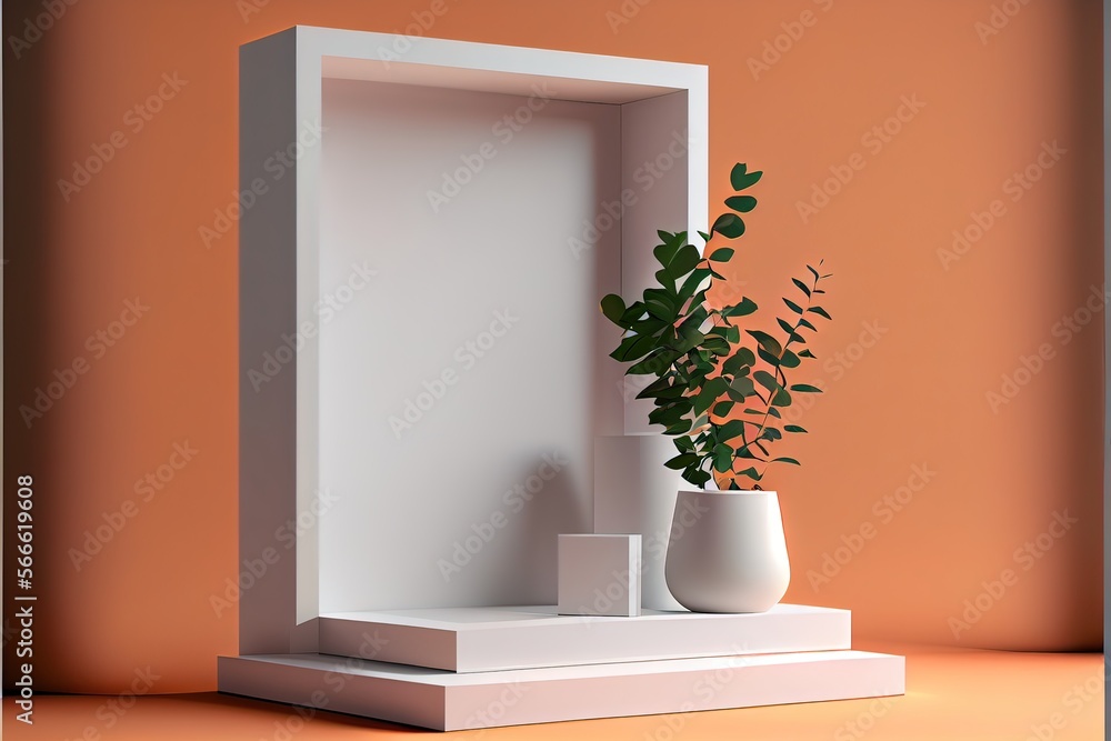 Generative Ai illustration of empty space podium display for product mockup natural background. Digital art
