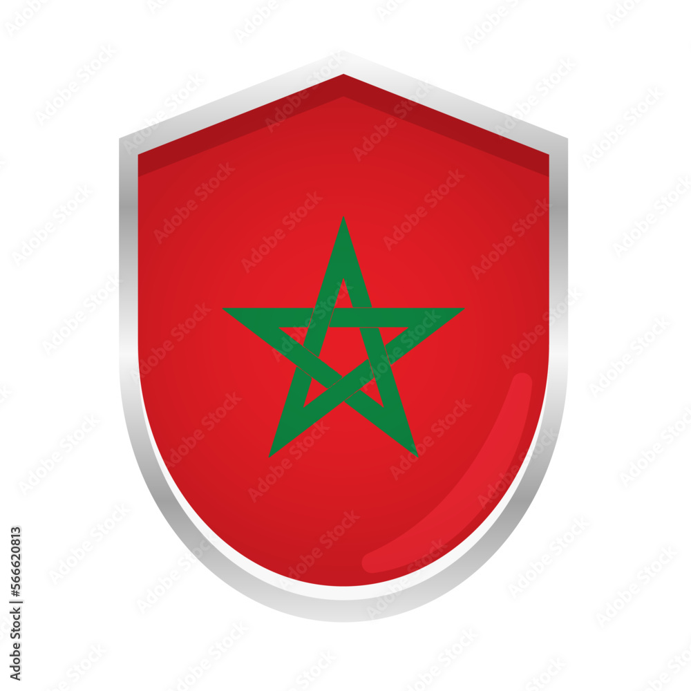 Morocco Flag Badge Shield Shape