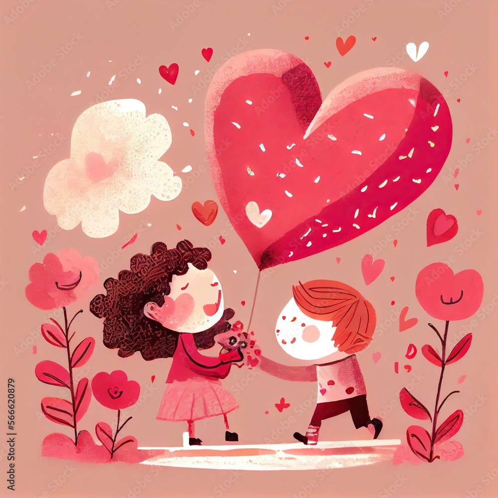 Generative Ai illustration of An adorable and endearing cartoon character for Valentine's Day, love, hearts, flowers, romance, happy, cheerful, joyful, fun, playful, lighthearted, sweet Generative Ai illustration of An adorable and endearing cartoon character for Valentine's Day, love, hearts, flowers, romance, happy, cheerful, joyful, fun, playful, lighthearted, sweet