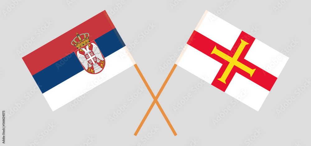 Crossed flags of Serbia and Bailiwick of Guernsey. Official colors. Correct proportion
