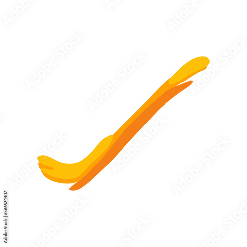 Yellow crowbar flat vector illustration. Cartoon drawing of instrument for repair work isolated on white background. Carpentry, construction concept