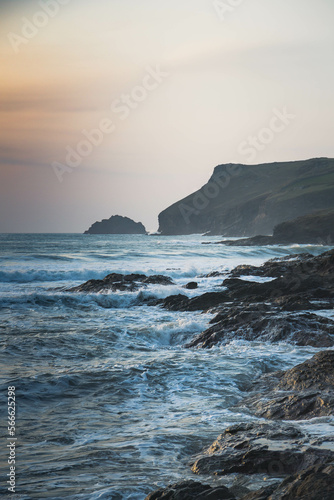 waves crashing on rocks