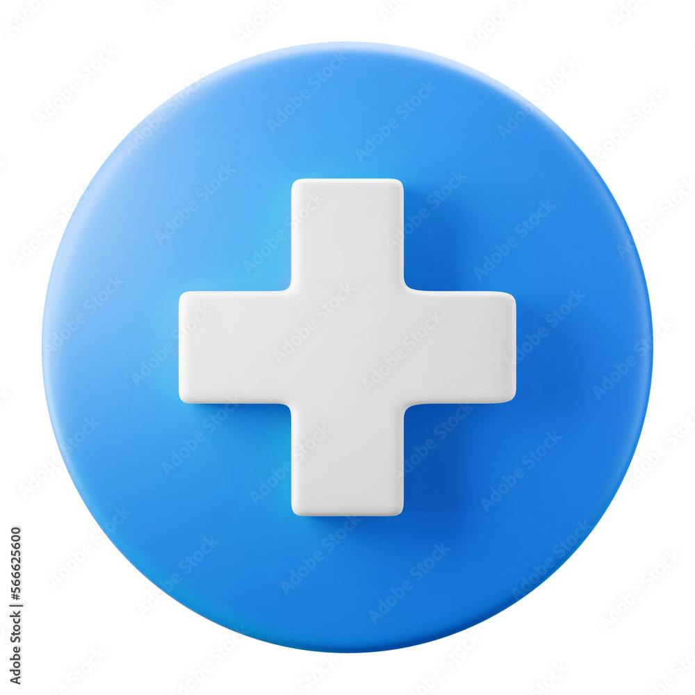 blue circle and white plus add new create symbol user interface theme 3d icon rendering illustration isolated - obrazy, fototapety, plakaty 