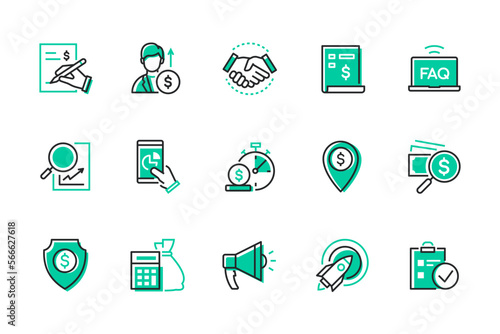 Business and management - modern line design style icons set
