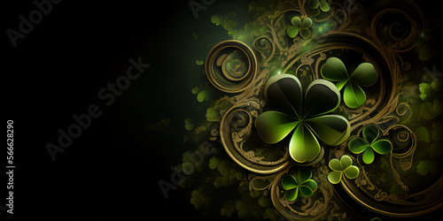 St. Patrick s Day Background with Clovers on dark background  Generative AI