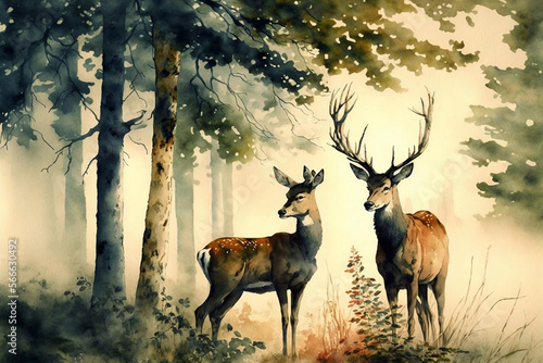 Deer in the Forest  Generative AI