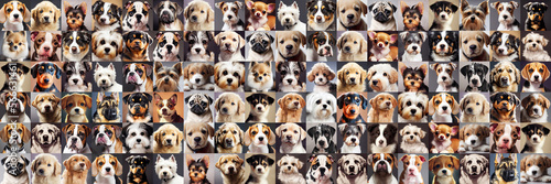 Many different dog puppy breeds as wallpaper background (Generative AI)