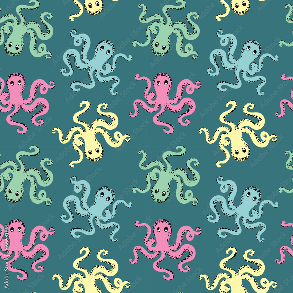Octopus seamless pattern cute vector illustration Octopus seamless pattern cute vector illustration
