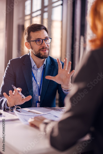 Image of two successful business partners having a meeting in the office.