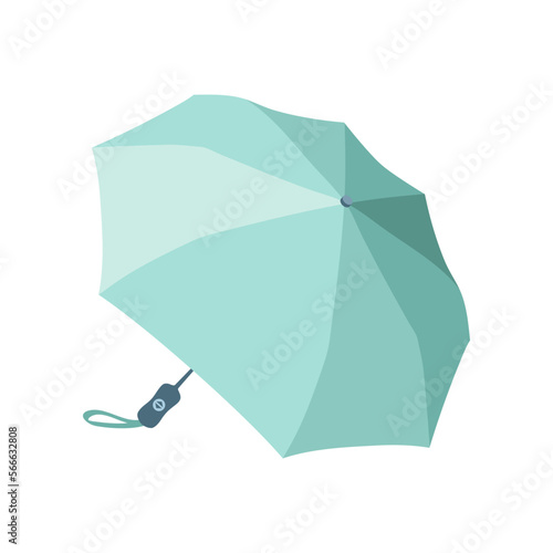 Blue open umbrella vector illustration. Cartoon drawing of cute parasol for autumn, summer or sunshade on white background. Weather, accessories, climate concept