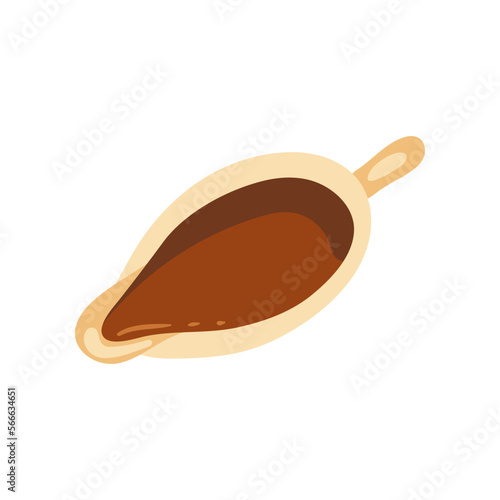 Top view of soy or chocolate sauce isolated on white background. Condiments and sauces vector illustration. Cuisine, food concept