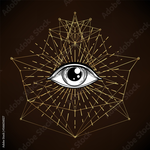 Blackwork tattoo flash. Eye of Providence. Masonic symbol. All seeing eye ins...