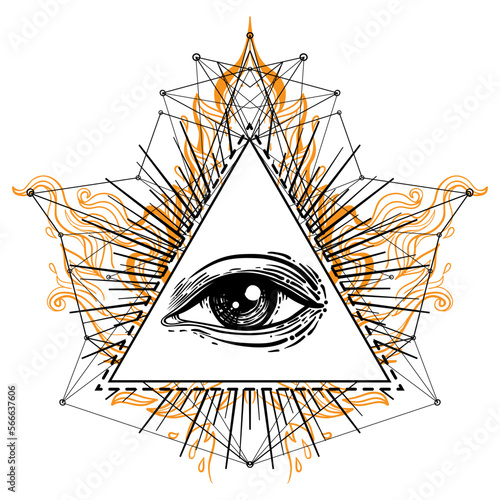 Blackwork tattoo flash. Eye of Providence. Masonic symbol. All seeing eye ins...