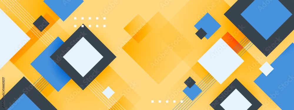 Modern abstract gradient blue and yellow square banner background