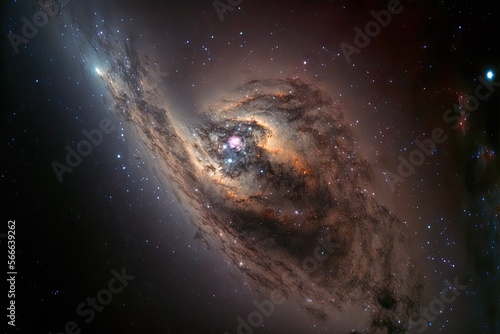 Fototapeta A deep look into space with a giant nebula in the center, starry night sky, phot