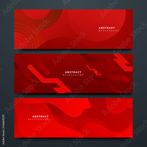 Abstract banner design with red geometric background. vector illustration