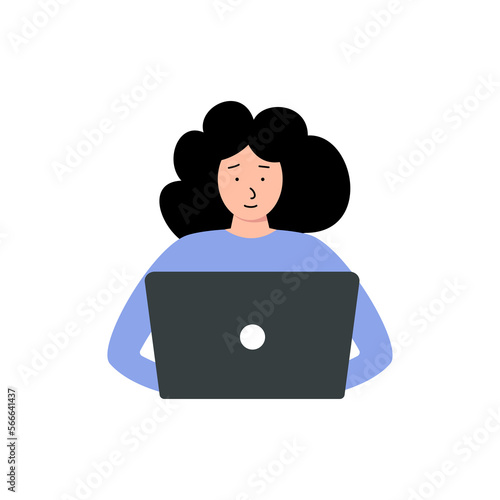 Girl worker with laptop
