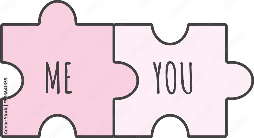 romantic puzzle, valentine's day design element, cartoon style romantic puzzle, valentine's day design element, cartoon style