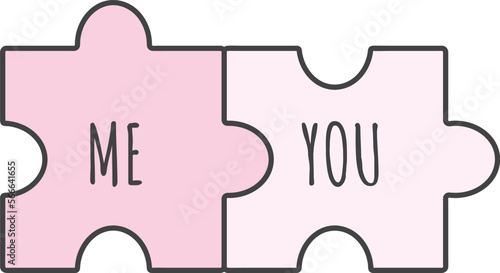 romantic puzzle, valentine's day design element, cartoon style