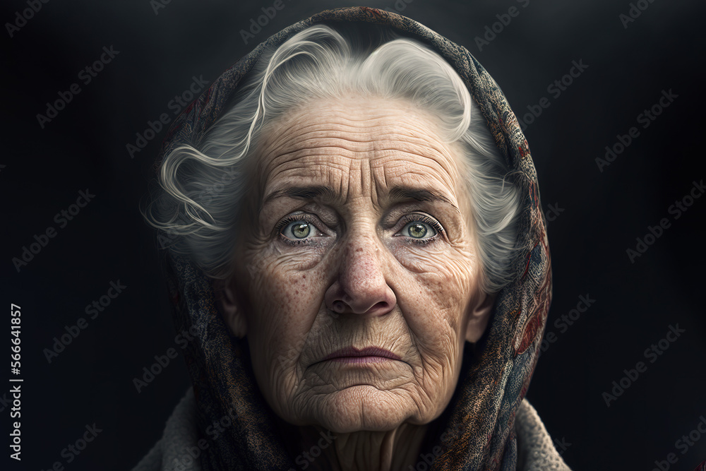 Generative AI of senior woman with wrinkled face Generative AI of senior woman with wrinkled face