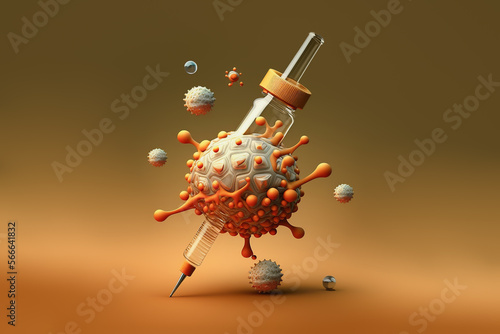 Generative AI illustration of test tube and virus photo