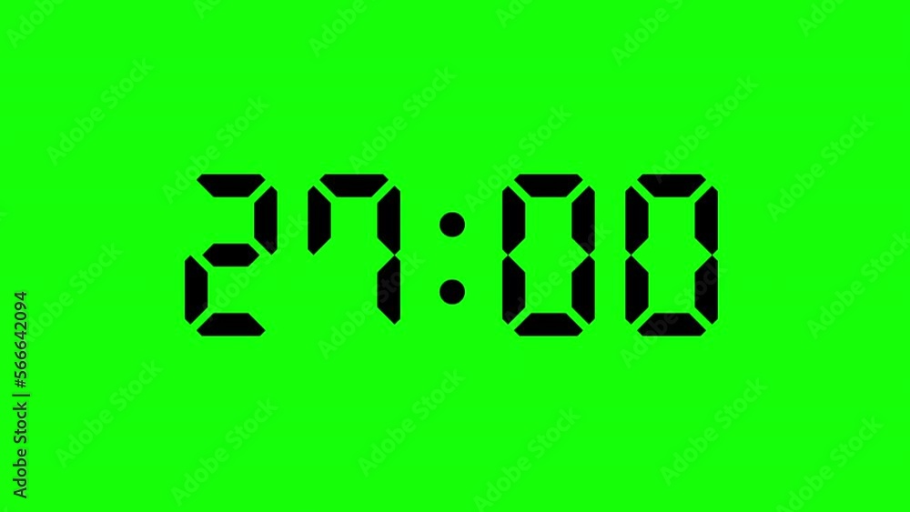 Simple countdown timer of 30 seconds (black letters on chromakey background)